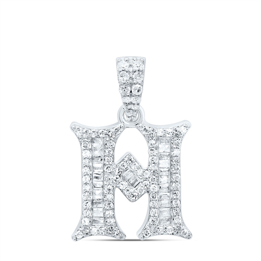 0.35 Ctw Natural Diamond Hiphop Designer Initial Letter H Pendant in 10k White Gold
