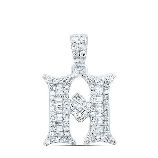 0.35 Ctw Natural Diamond Hiphop Designer Initial Letter H Pendant in 10k White Gold