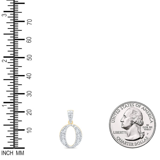 0.25 Ctw Natural Diamond Hihop Baguette Initial Letter O Pendant in 10k Yellow Gold