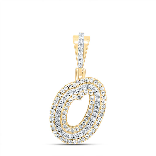 0.32 Ctw Natural Diamond Hiphop Designer Initial Letter O Pendant in 10k Yellow Gold