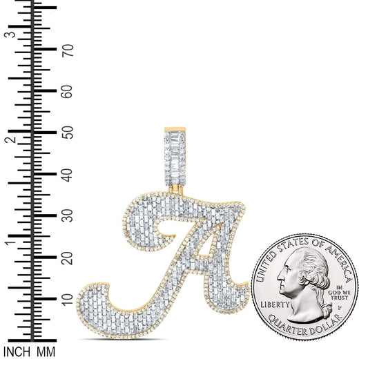 2.39 Ctw Natural Diamond Designer Initial Letter Alphabet A Pendant in 10k Yellow Gold