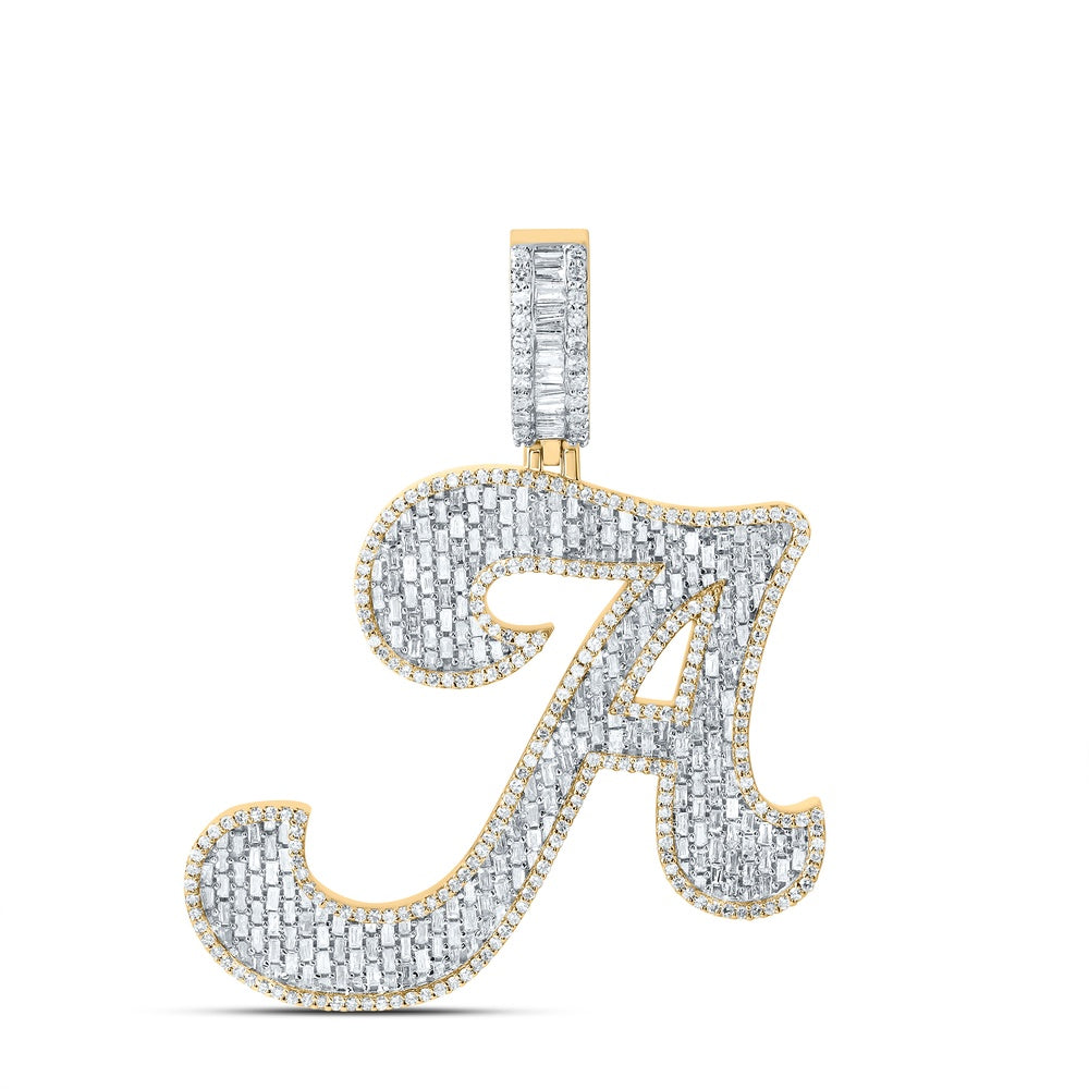 2.39 Ctw Natural Diamond Designer Initial Letter Alphabet A Pendant in 10k Yellow Gold