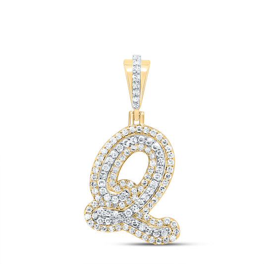 0.4 Ctw Natural Diamond Hiphop Designer Initial Letter Q Pendant in 10k Yellow Gold