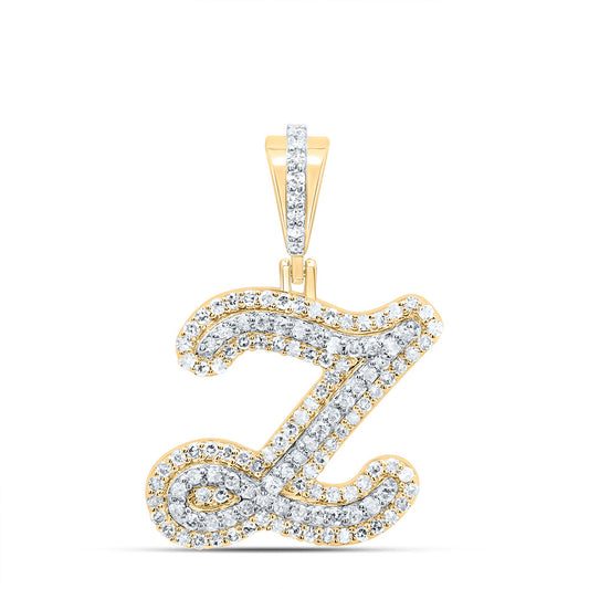 0.44 Ctw Natural Diamond Hiphop Designer Initial Letter Z Pendant in 10k Yellow Gold