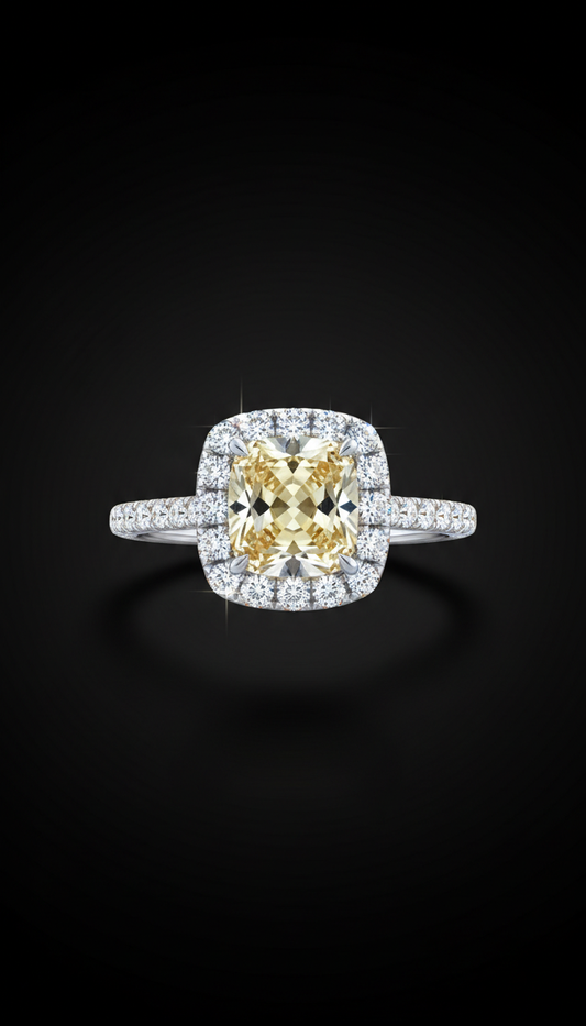 Yellow Diamond Halo Ring