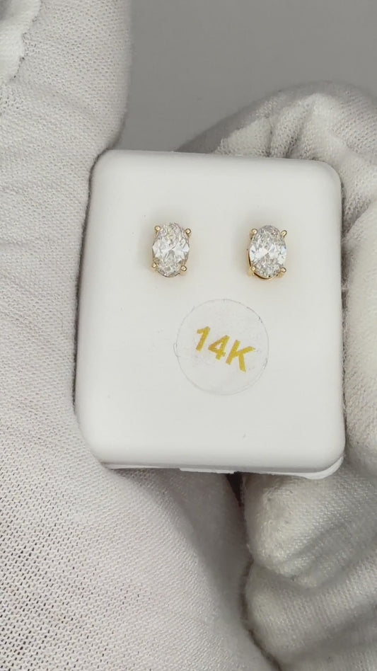 14k Yellow Gold 0.625 CTW Lab Grown Diamond Fashion Emerald Stud Earrings