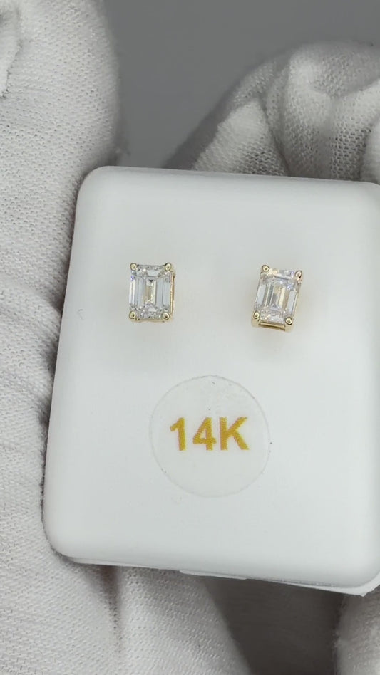 14k Yellow Gold 0.5 CTW Lab Grown Diamond Emerald Solitaire Stud Earrings