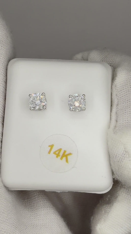 14k White Gold 0.625 CTW Lab Grown Diamond Round Solitaire Stud Earrings