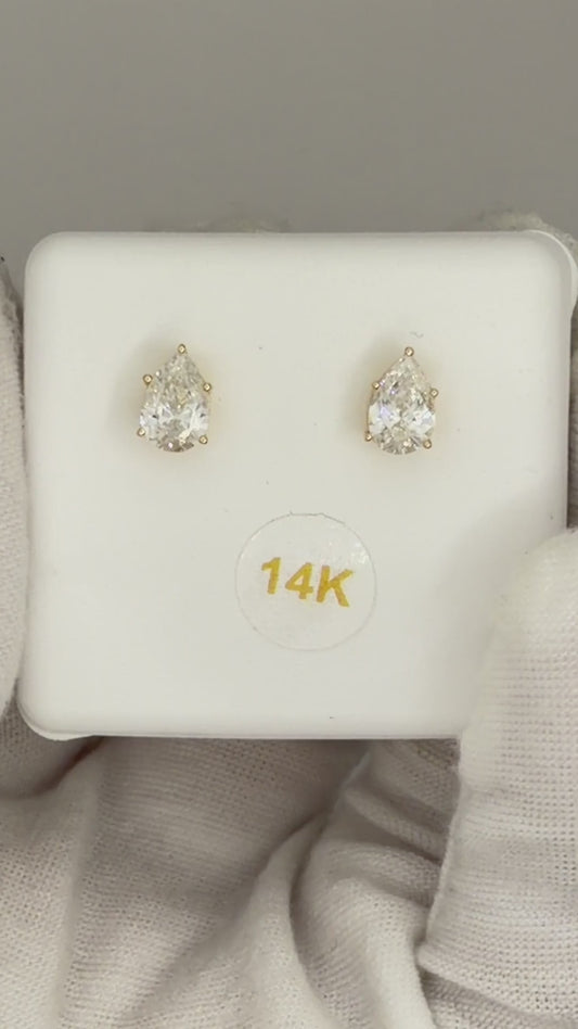 14k Yellow Gold 1 CTW Lab Grown Diamond Pear Solitaire Stud Earrings