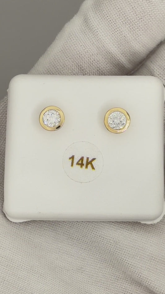14k Yellow Gold 0.625 CTW Lab Grown Diamond Round Bezel Solitarie Stud Earrings