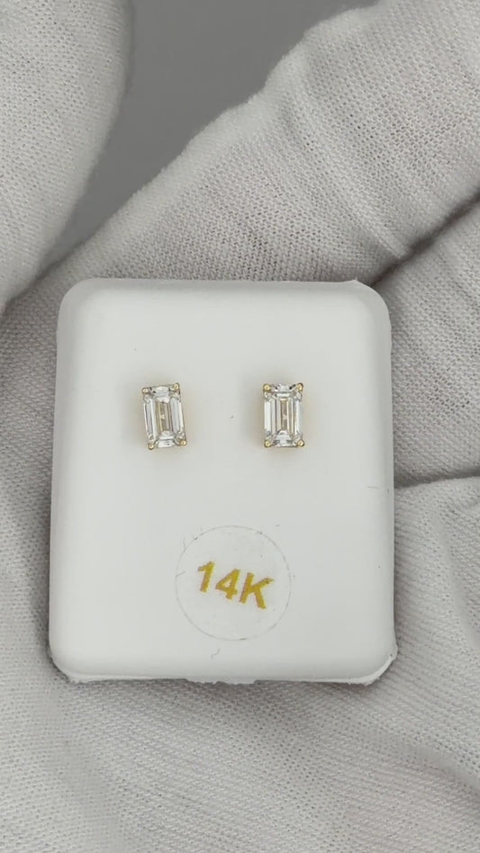 14k Yellow Gold 0.625 CTW Lab Grown Diamond Emerald Solitaire Stud Earrings