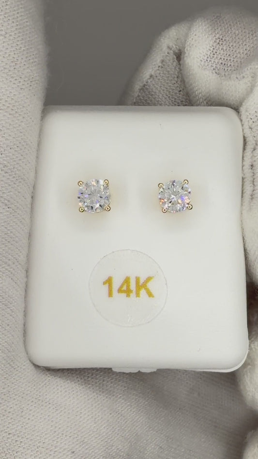 14k Yellow Gold 0.5 CTW Lab Grown Diamond Round Solitaire Stud Earrings