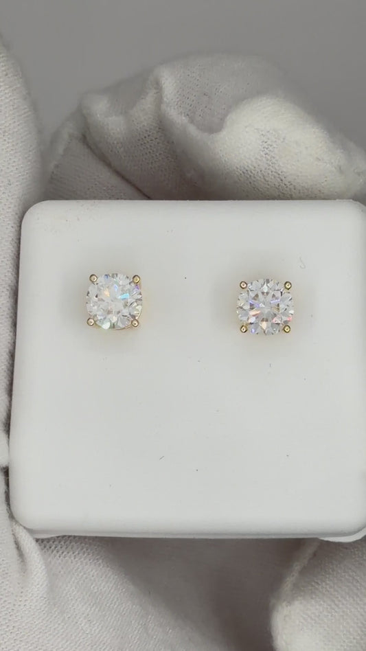 14k Yellow Gold 1.5 CTW Lab Grown Diamond Round Solitaire Stud Earrings