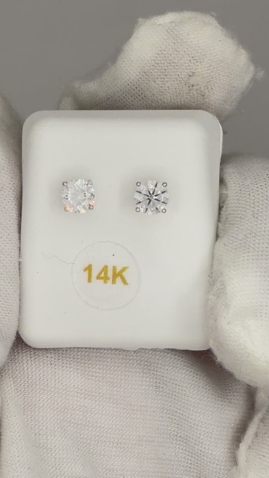 14k White Gold 0.75 CTW Lab Grown Diamond Round Solitaire Stud Earrings
