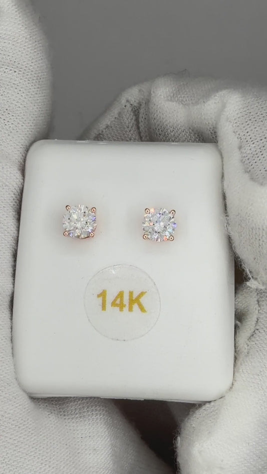 14k Rose Gold 0.5 CTW Lab Grown Diamond Round Solitaire Stud Earrings