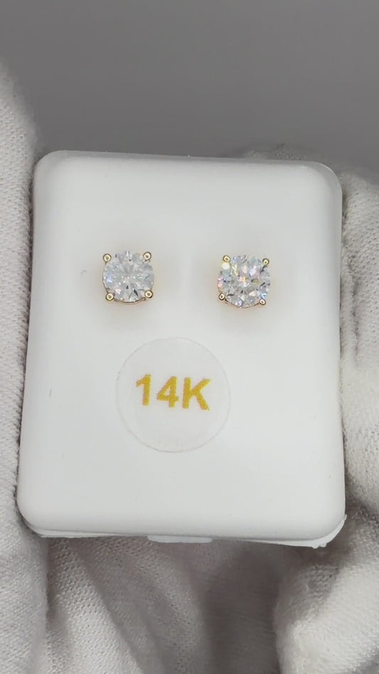 14k Yellow Gold 0.625 CTW Lab Grown Diamond Round Solitaire Stud Earrings