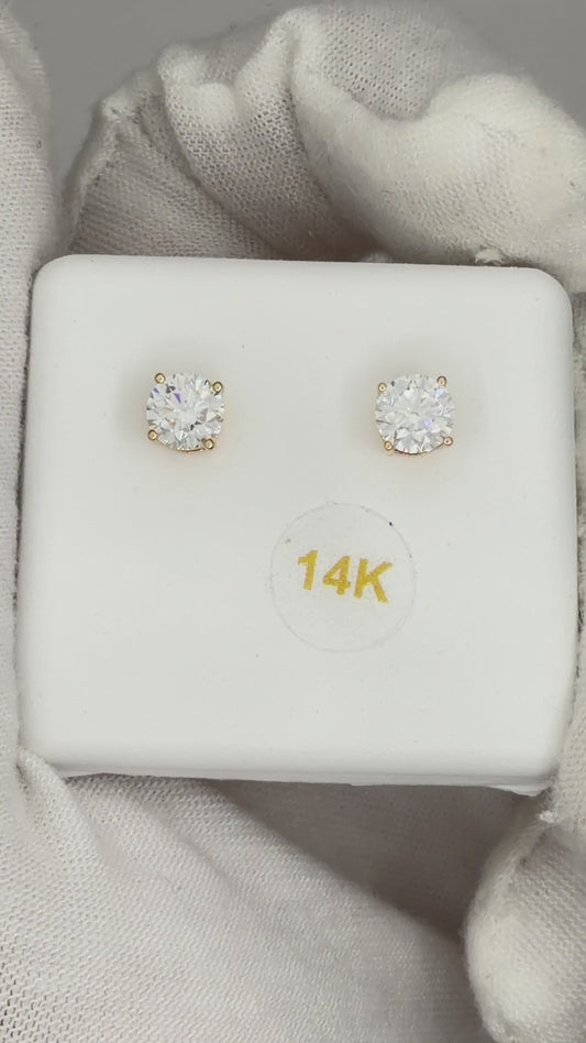 14k Yellow Gold 1 CTW Lab Grown Diamond Round Solitaire Stud Earrings