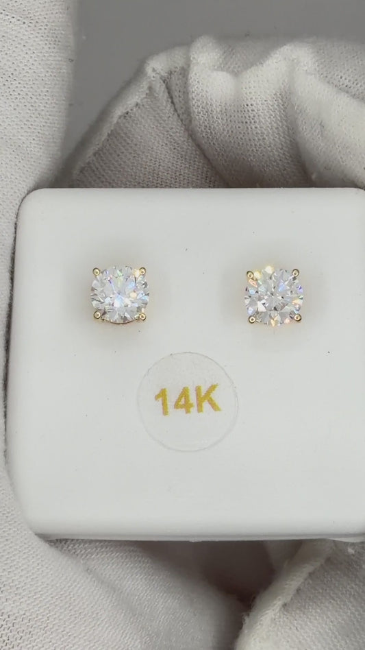 14k Yellow Gold 1.25 CTW Lab Grown Diamond Round Solitaire Stud Earrings