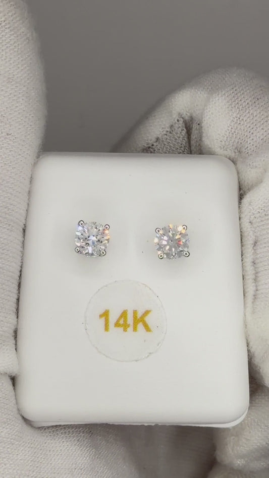 14k White Gold 0.5 CTW Lab Grown Diamond Round Solitaire Stud Earrings