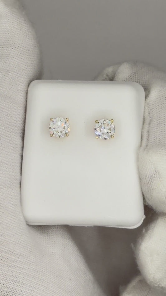 14k Yellow Gold 0.75 CTW Lab Grown Diamond Round Solitaire Stud Earrings